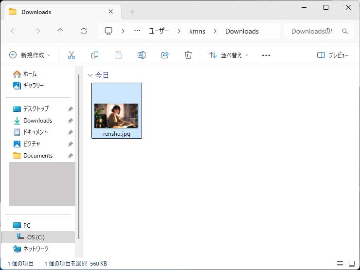生成画像が保存されたダウンロードフォルダの画像