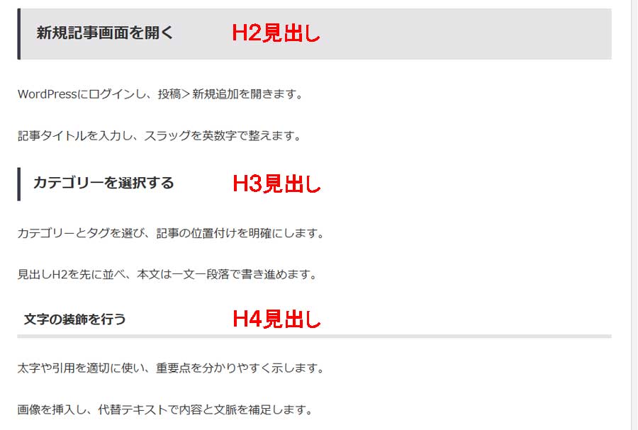 見出しと本文の入力6