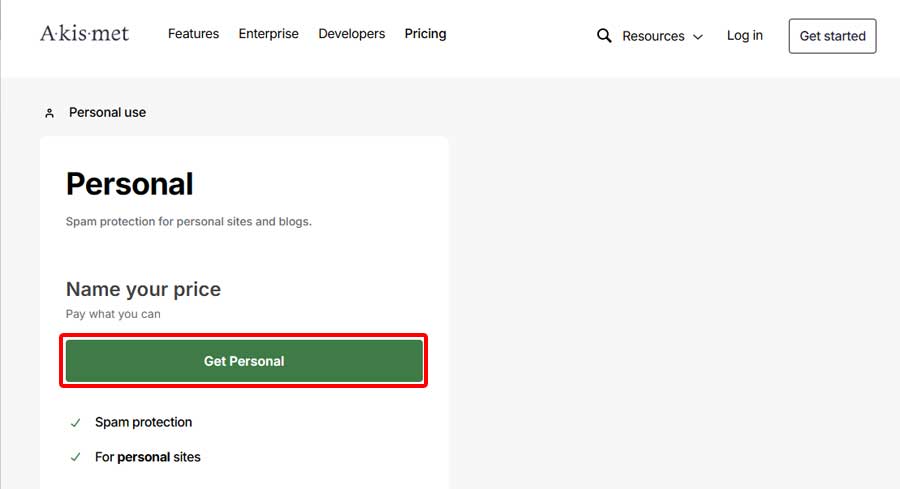 Akismetの設定手順4