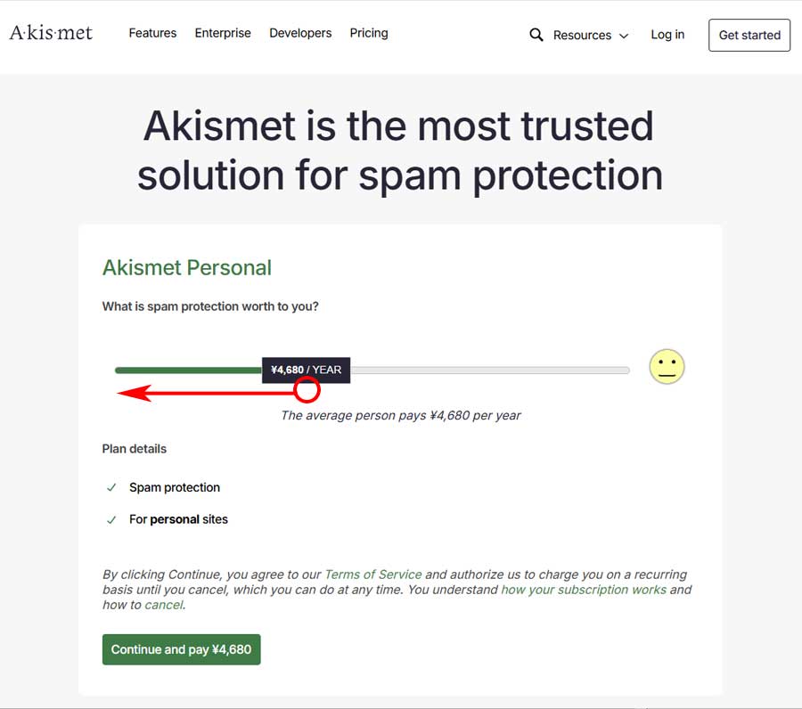 Akismetの設定手順5