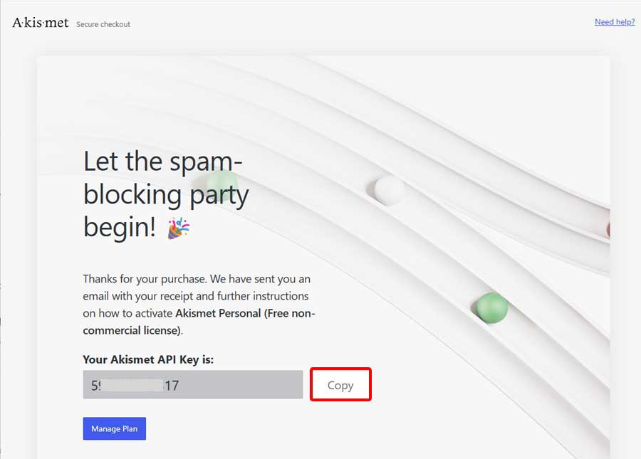 Akismetの設定手順9