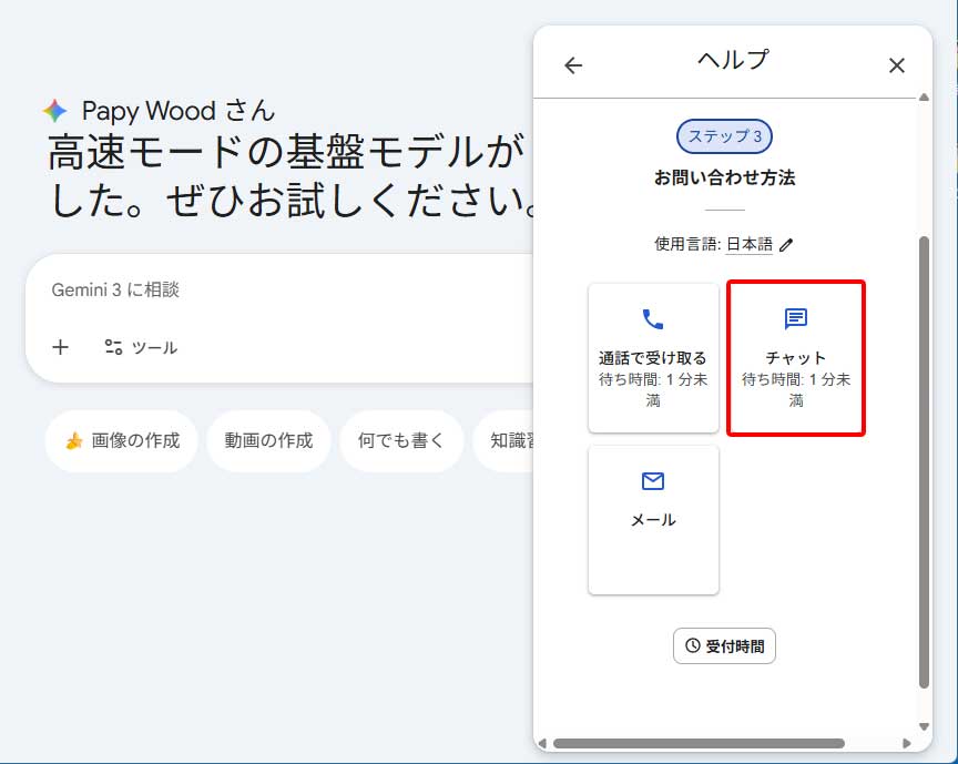Gemini問合せ手順6