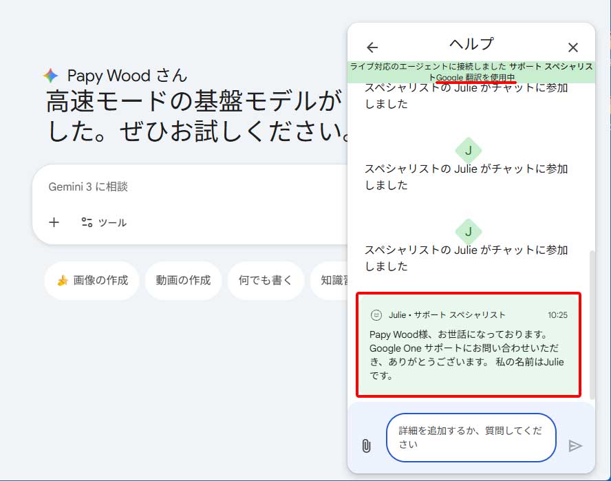 Gemini問合せ手順8